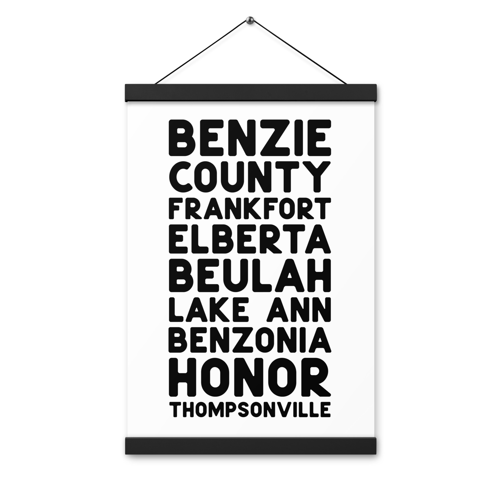 Benzie County Towns Poster with Hangers