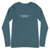 Latitude Adjustment Unisex Long Sleeve Tee in heather deep teal from Wander with Direction