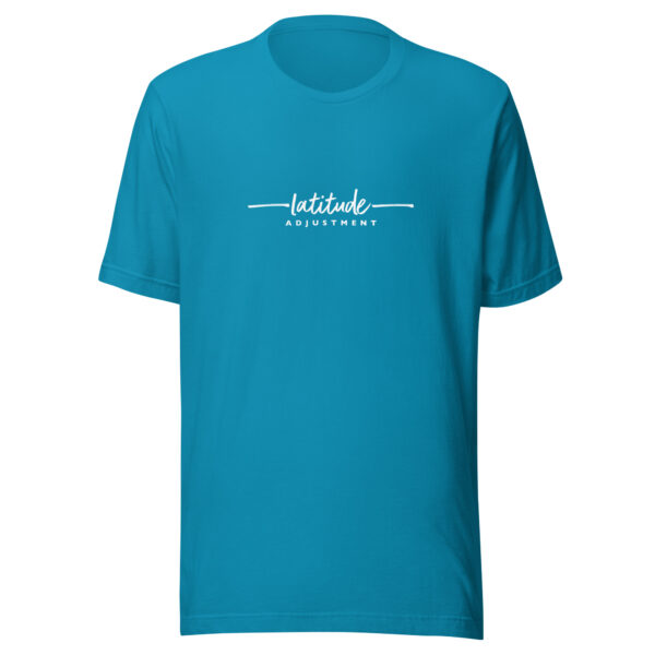 Latitude Adjustment Unisex T-Shirt in aqua from Wander with Direction