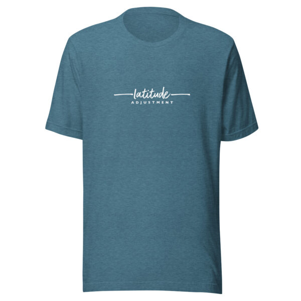 Latitude Adjustment Unisex T-Shirt in heather deep teal from Wander with Direction