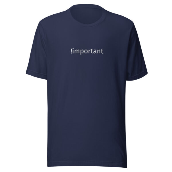 !Important CSS Code Unisex T-Shirt in navy from Wander with Direction