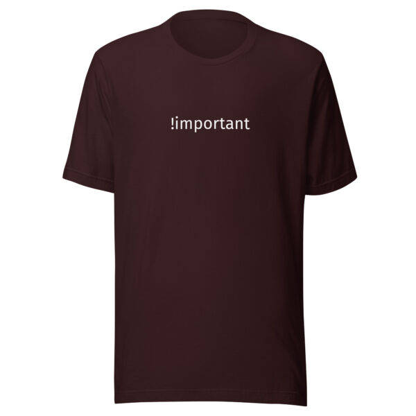 !Important CSS Code Unisex T-Shirt in oxblood from Wander with Direction
