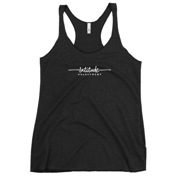 Latitude Adjustment Women's Racerback Tank in vintage black from Wander with Direction
