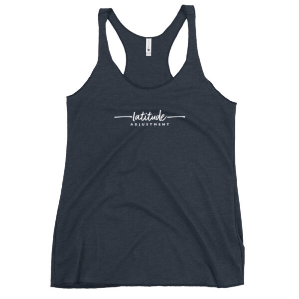 Latitude Adjustment Women's Racerback Tank in vintage navy from Wander with Direction
