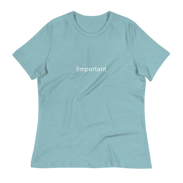 !Important CSS Code Women's T-Shirt in heather blue lagoon from Wander with Direction