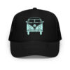 Solid Atlas VW Bus Trucker Hat in Black Front View