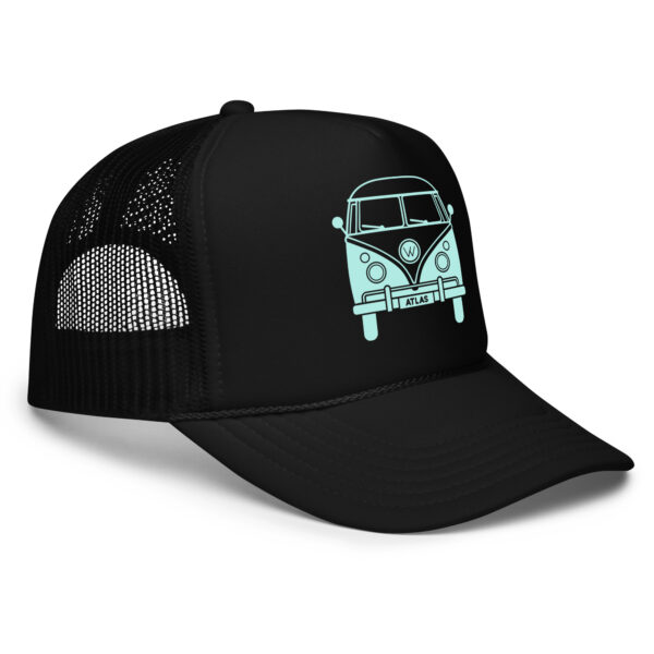 Solid Atlas VW Bus Trucker Hat in Black Side View
