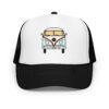 Front View of Two Tone Atlas VW Bus Trucker Hat in Black with White Front Panel