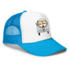 Side View of Two Tone Atlas VW Bus Trucker Hat in Bright Blue with White Front Panel