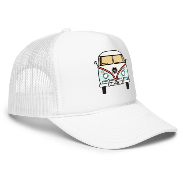 Solid Atlas VW Bus Trucker Hat in White Side View