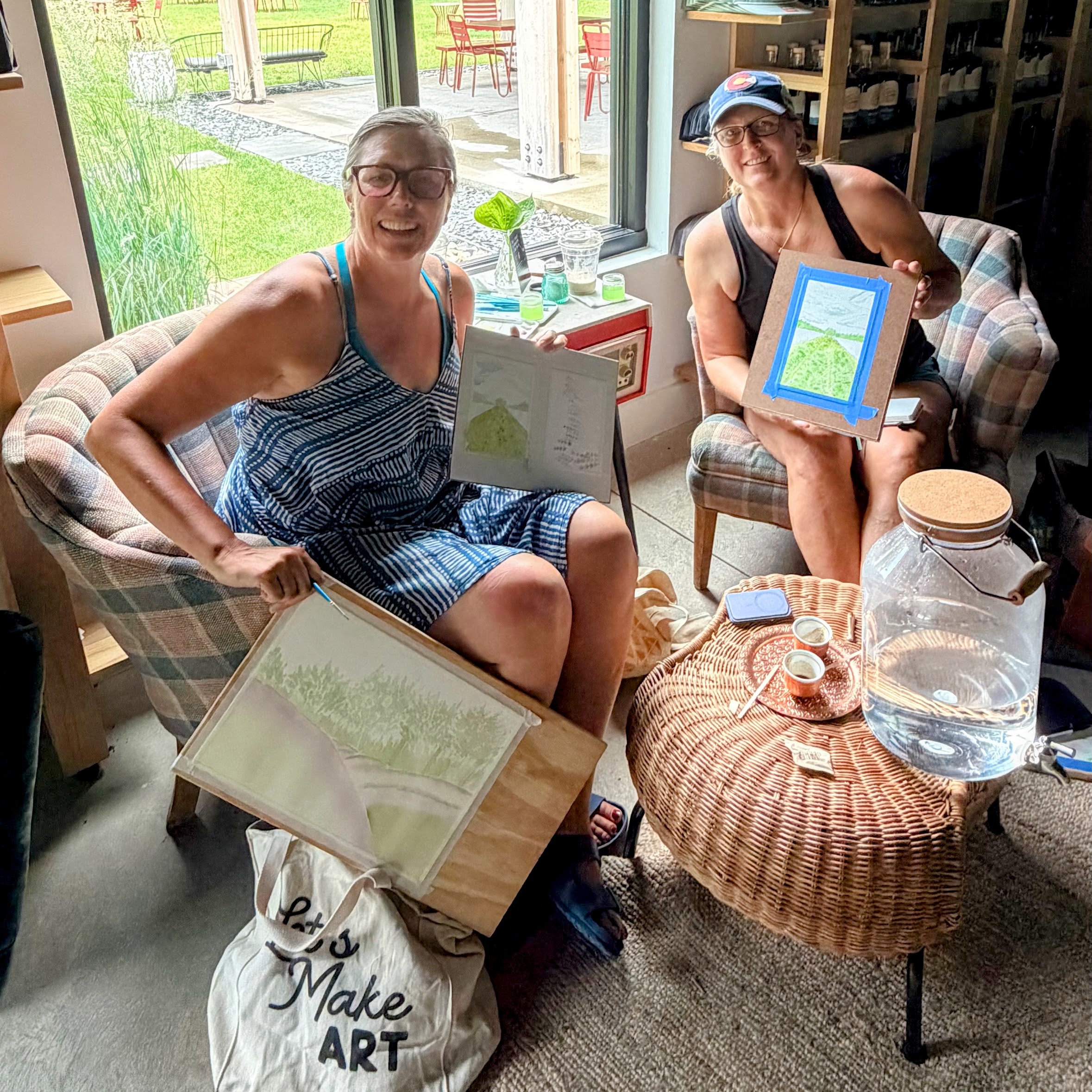 Painting in a cafe during a storm.